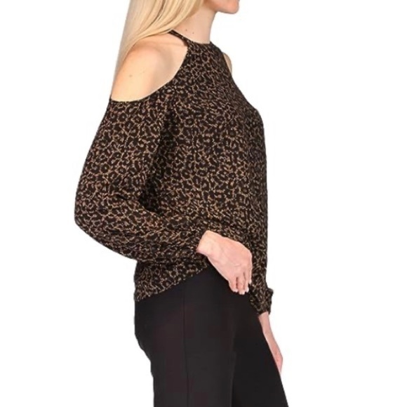 Michael Kors & Cheetah Lace Cold-Shoulder Top XS - Picture 2 of 7